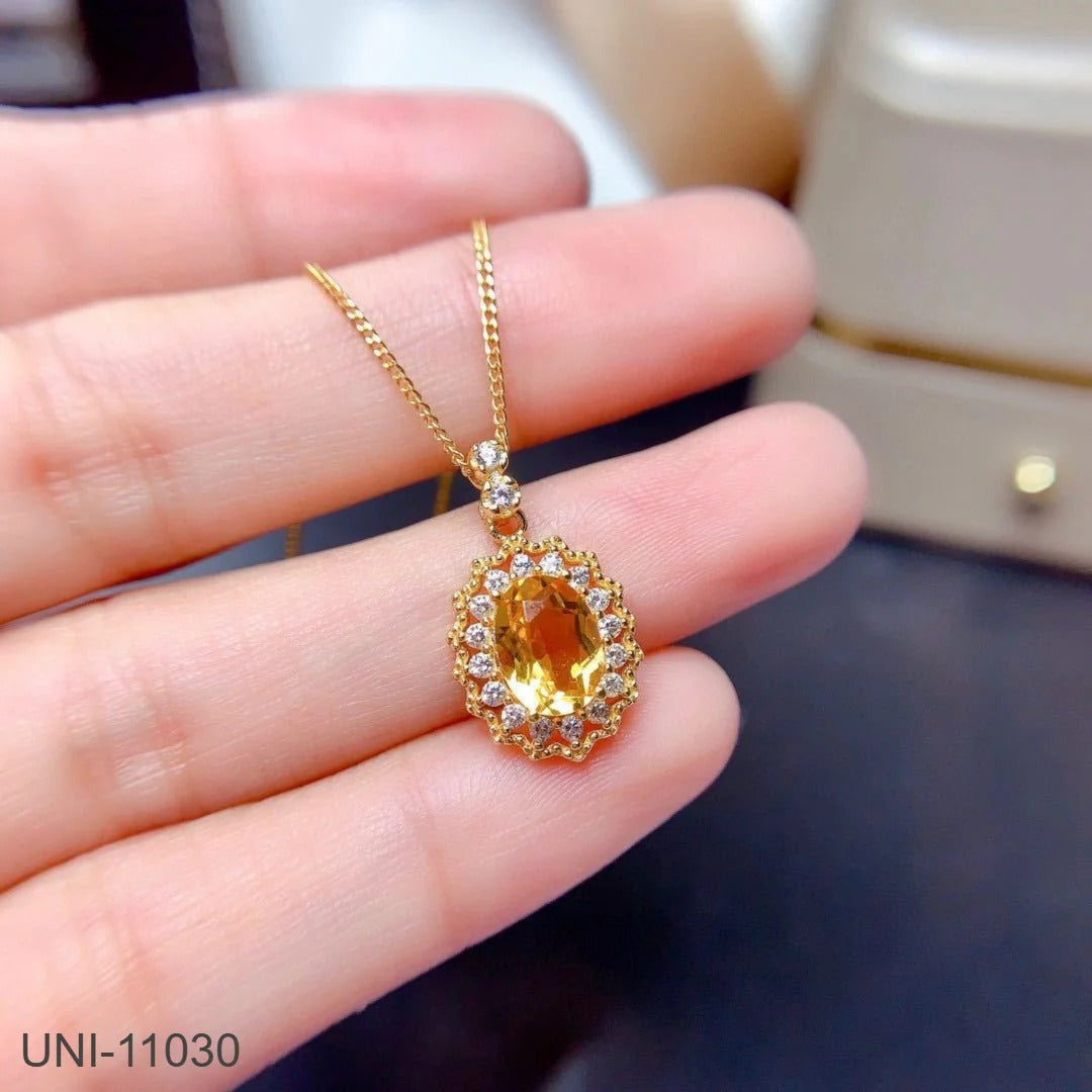 UNI-11030-2 - Oval Diamond Yellow Gold - Necklace