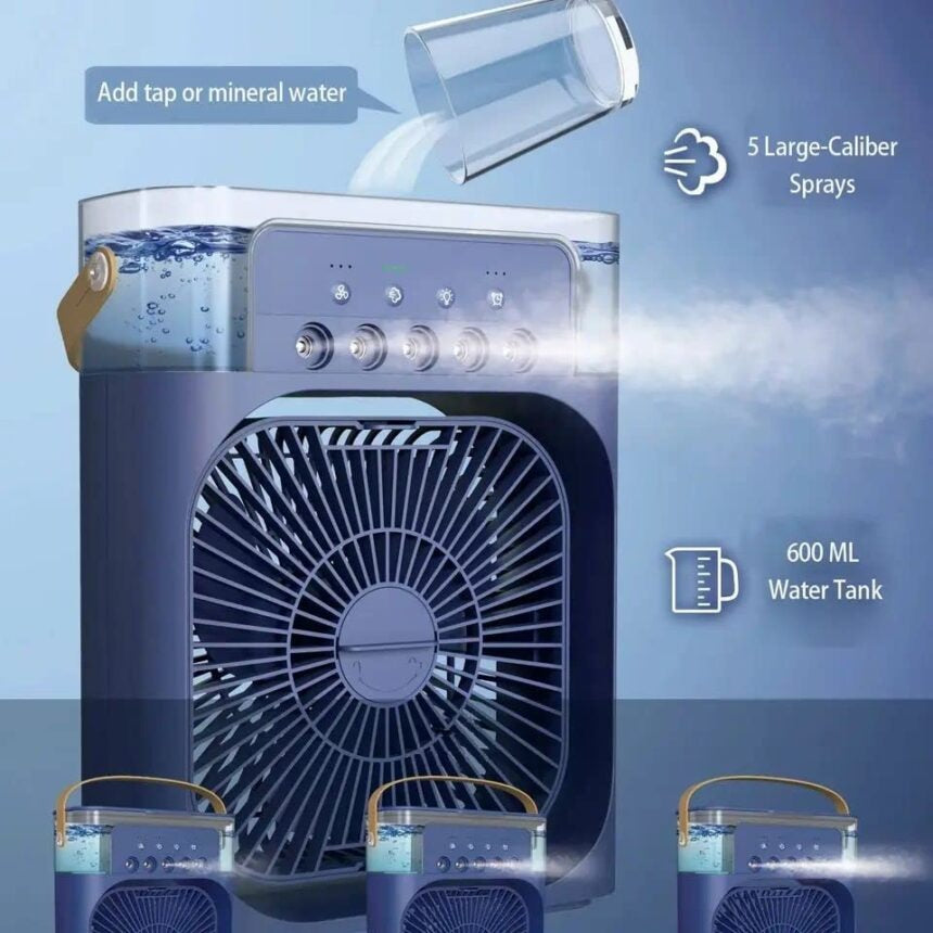 Mini Air Cooler Fan with Humidifier & LED Light