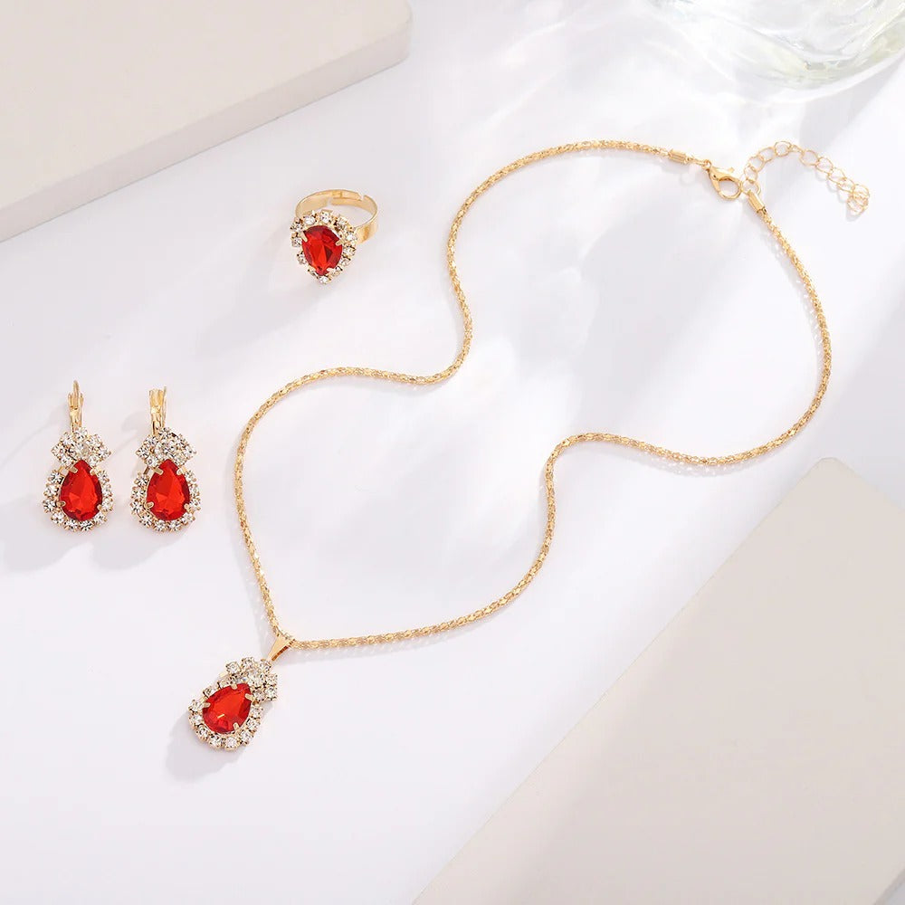 UNI-11289 - Red Diamond Gold - Jewelry Set